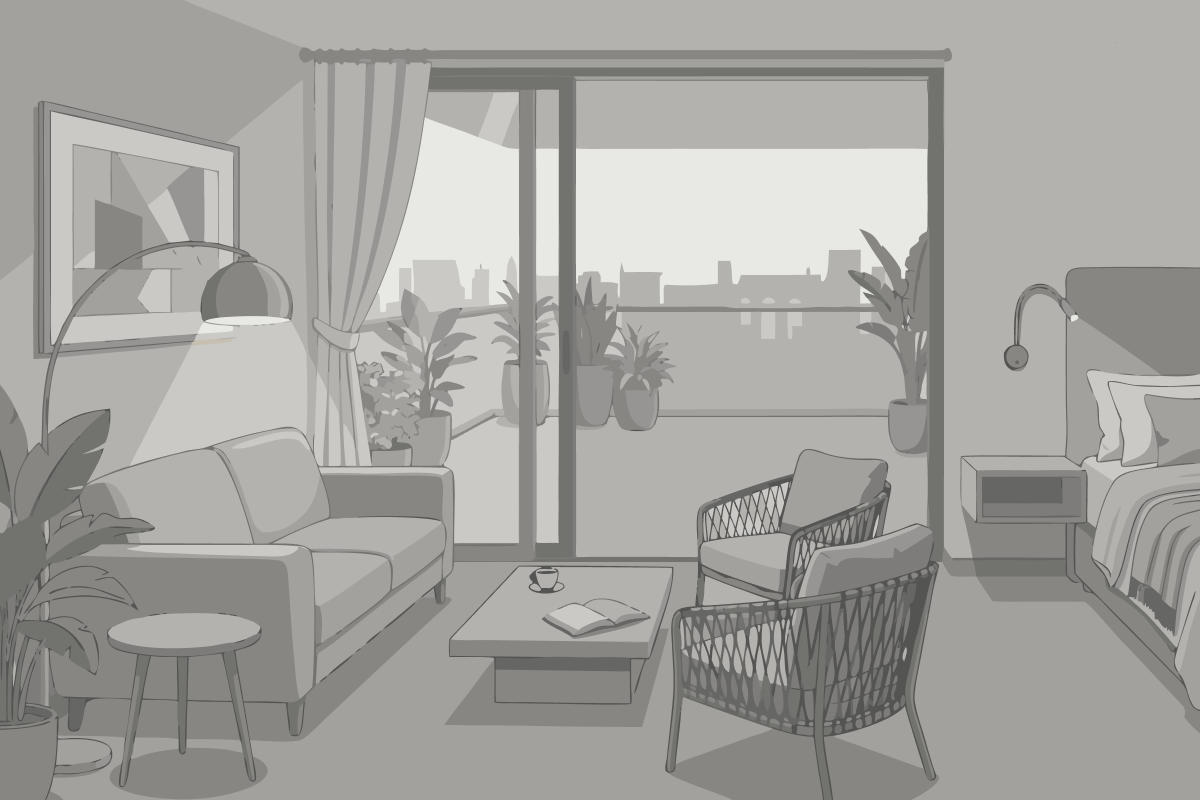 Dreibettzimmer mit Bad